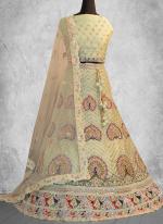 Organza Silk Light Green Wedding Wear Sequins Work Lehenga Choli